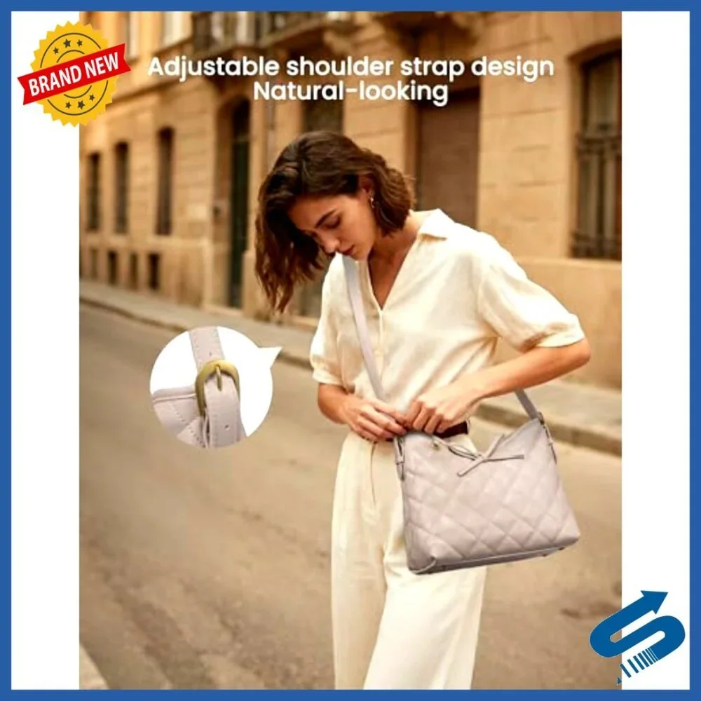 Soft Leather Quilted Hobo Crossbody Bag Adjustable Shoulder Strap